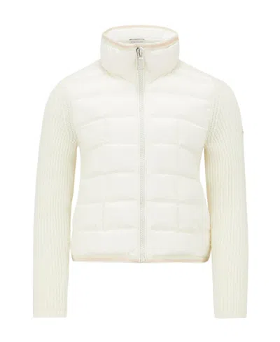 Moncler Ribbed-knit Quilted Jacket In White