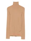 Moncler Ribbed-knit Turtleneck Top In Brown