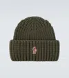 Moncler Ribbed-knit Virgin Wool Beanie In Green