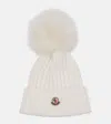 Moncler Ribbed-knit Virgin Wool Beanie In White