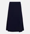 Moncler Ribbed-knit Wool And Cashmere Midi Skirt In Blue