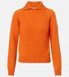 Moncler Ribbed-knit Wool And Cashmere Sweater In Orange