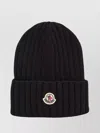Moncler Ribbed Knit Wool Beanie Turn-up Brim