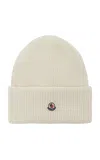Moncler Ribbed-knit Wool Beanie In White