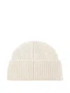 Moncler Ribbed Logo-patch Beanie In Neutral