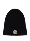 Moncler Ribbed Logo-patch Beanie In Black