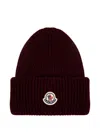 Moncler Ribbed Logo-patch Beanie In Brown