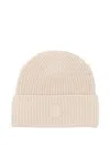 Moncler Cashmere Ribbed Knit Beret With Turn-up Brim In Neutral