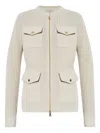 Moncler Ribbed Pocketed Cardigan In White