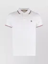 Moncler Classic White Cotton Polo With Signature Tri-color Trim