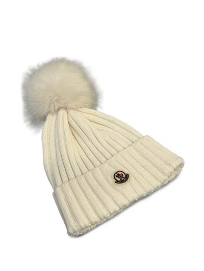 Moncler Ribbed Pom-pom Beanie In White