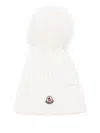 Moncler White Pom Pom Beanie In White