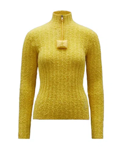 Moncler Ribbed Roll Neck Jumper In Yellow