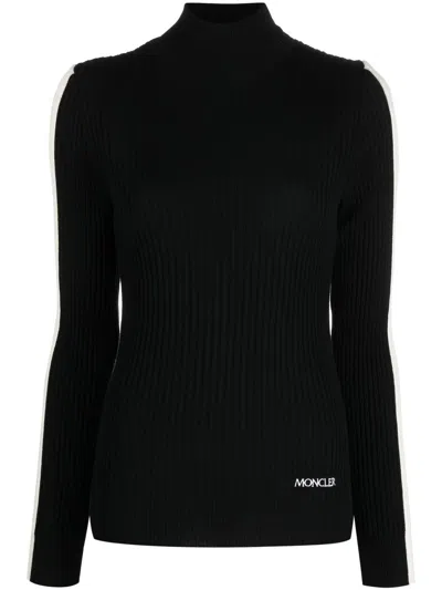 Moncler Ribbed Stripe-detail Jumper In Schwarz