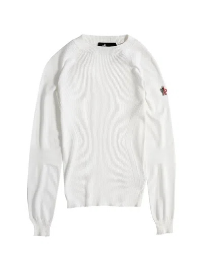 Moncler Grenoble Ribbed Crew Neck Knitted Sweater In White