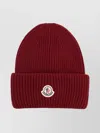 Moncler Wool And Cashmere Beanie Hats Bordeaux In Red