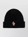 Moncler Ribbed Texture Hat Turn-up Brim In Black