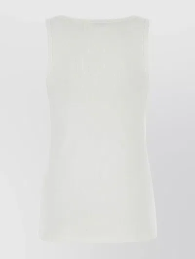 Moncler Ribbed Texture Scoop Neck Tank Top In White