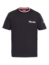 Moncler Cotton Logo Embroidered T-shirt In Blue
