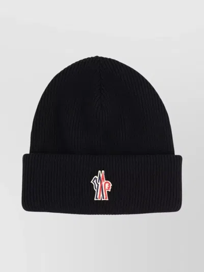 Moncler Ribbed Turn-up Brim Hat In Black