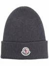 Moncler Ribbed Virgin Wool Beanie Accessories In Gray
