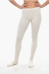 Moncler Ribbed Virgin Wool Collant In Yellow