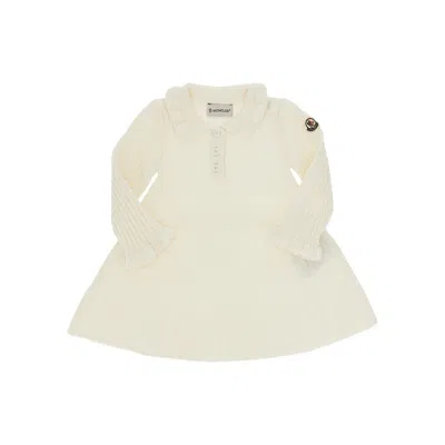 Moncler Kids' Ribbed Wool And Cashmere Mini Dress In Neutral