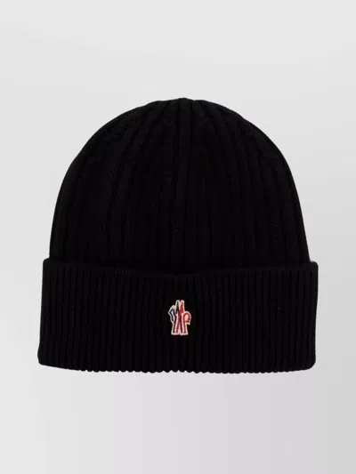MONCLER RIBBED WOOL BEANIE TURN-UP BRIM