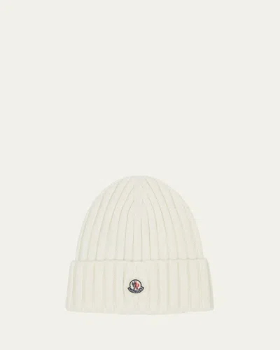 MONCLER RIBBED WOOL BEANIE W/ LOGO