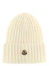 Moncler Ribbed Wool Beanie In Neutral