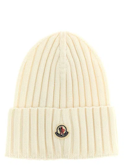 Moncler Ribbed Wool Beanie In White