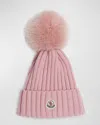 Moncler Ribbed Beanie In Pastel Pink