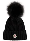 Moncler Cable-knit Cashmere And Wool-blend Beanie In Black