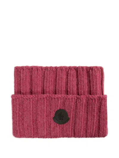 Moncler Ribbed Wool Collar In Red