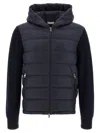 Moncler Navy Blue Padded Wool Zip-up Hoodie In Blue
