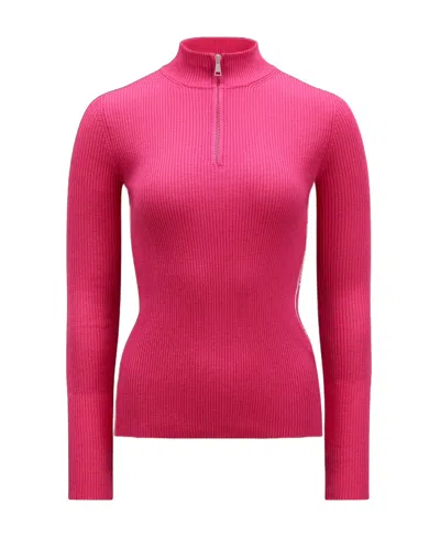 Moncler Ribbed Wool Jumper In Pink