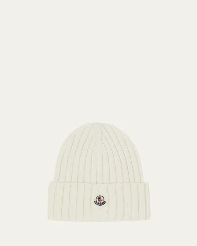 MONCLER RIBBED WOOL LOGO BEANIE