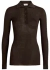 Moncler Long Sleeve Polo Shirt In Brown