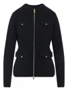 Moncler Textured Knit And Quilted Virgin Wool Jacket In Blue