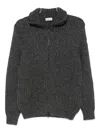 Moncler Ribbed Zip-up Cardigan In Gray