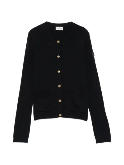 Moncler Ribbed-knit Button-up Cardigan In Black