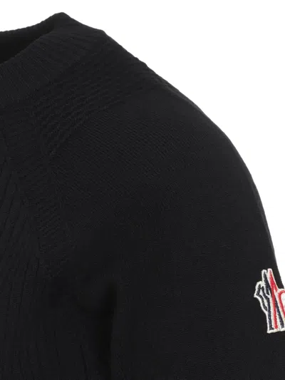 Moncler Ribbed-knit Long-sleeve Sweater In Black