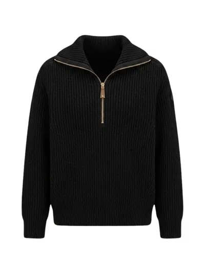 Moncler Ribbed-knit Quarter-zip Sweater In White