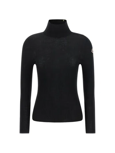 Moncler Ribbed-knit Roll-neck Sweater In Black