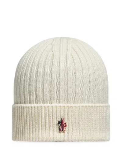Moncler Ribbed-knit Virgin-wool Beanie Hat In White