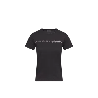 Moncler T-shirt En Coton À Logo Ruban, Femme, Noir, Taille: Xs In Black