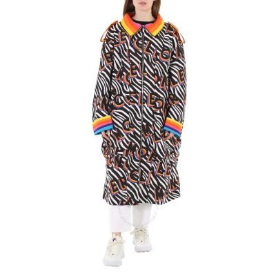 Moncler Richard Quinn Zebra Logo-print Ava Coat In White