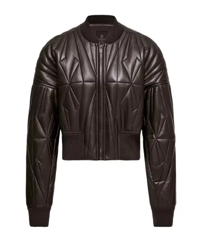 Moncler Rick Owens Geocamo Nappa Leather Bomber Jacket In Orange