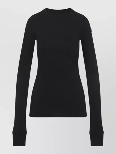 Moncler Rick Owens Girder Long Sleeve Jersey Top In Black