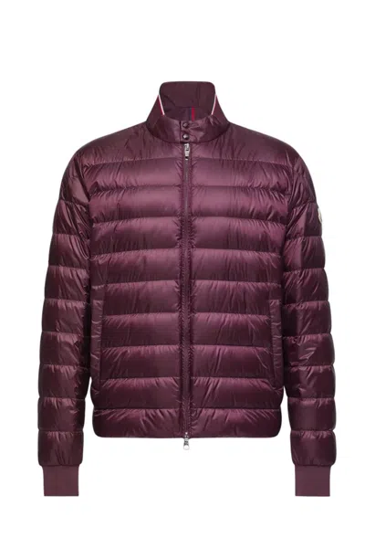 Moncler Rigel Biker Jacket In Burgundy